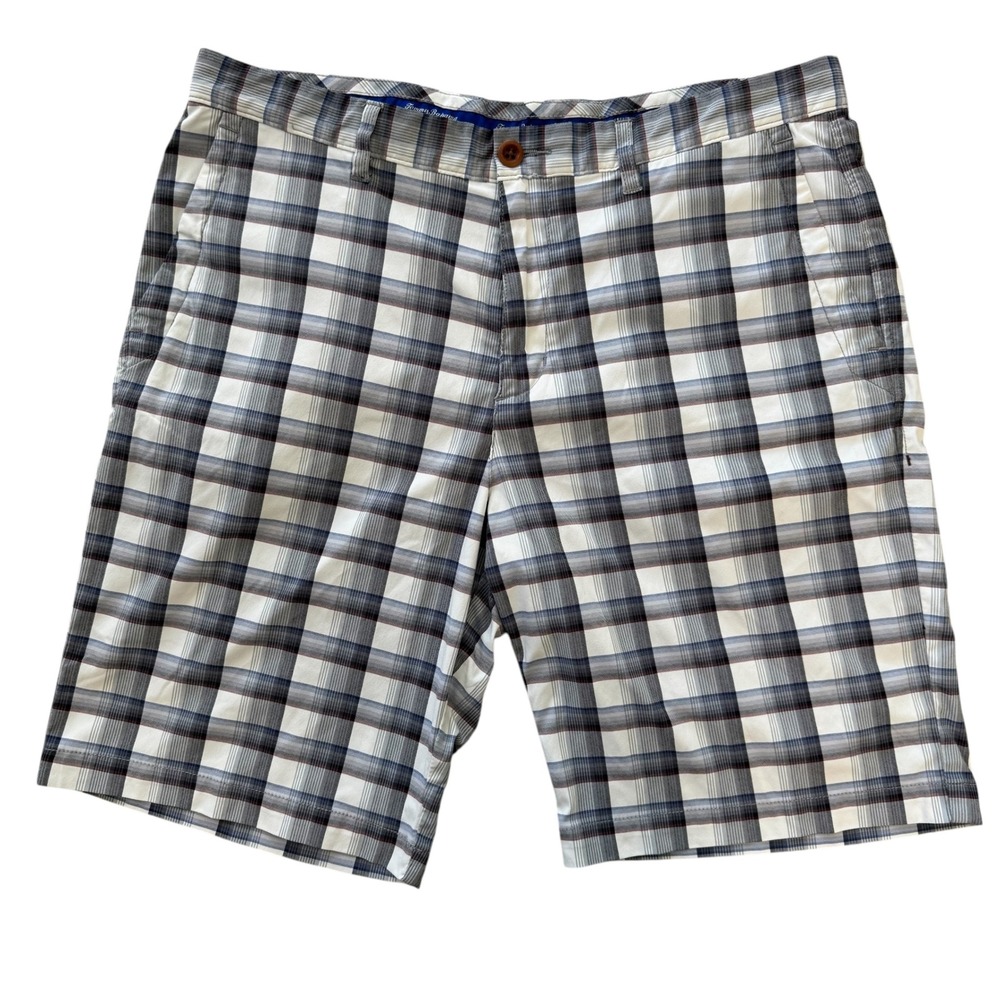 Tommy Bahama 35x10 Gray Plaid Relaxed Fit Stretch Men's Performance Golf Shorts